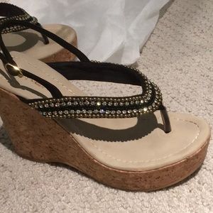 Skemo Vamp cork platform rhinestone sandals
